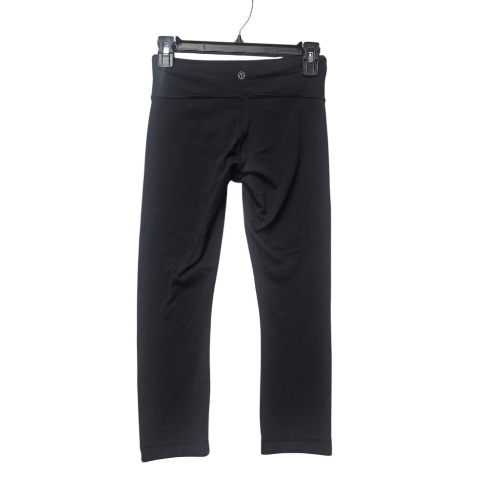 Lululemon Black Cropped Leggings Mid Rise Yoga Training Pants Women Size 4